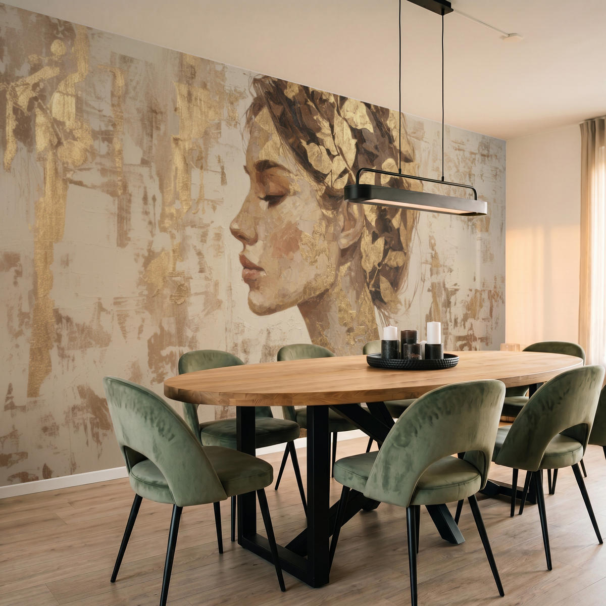 TAPETE - Frau - Gold - Abstrakt - Textur - 400x200 cm - Goldfarben, Papier (400/200cm) - OnlyWow
