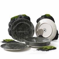 TELLER-SET MERCURO 6-tlg Dessertteller Hartporzellan - Dunkelgrau, Keramik (20/1/20cm) - KONSIMO®