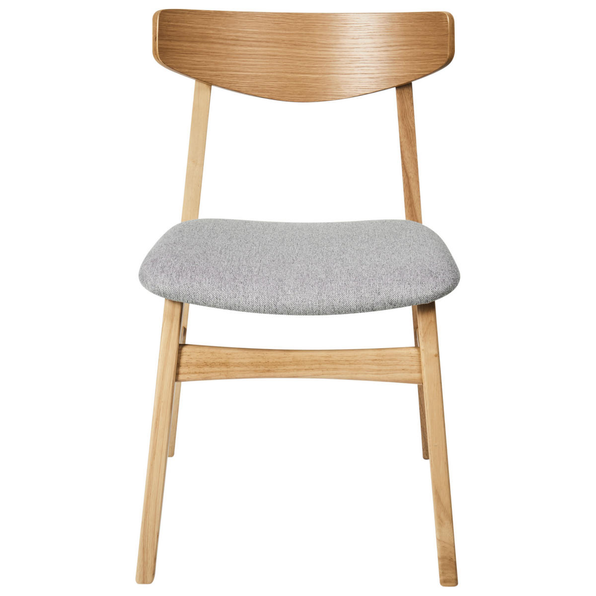 ESSZIMMERSTUHL 2er-Set Holz Hellbraun/Grau Smiley - Hellgrau, Holz (48/75/52cm) - Beliani