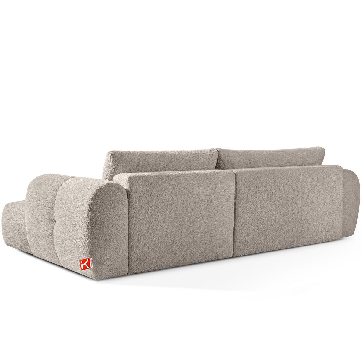 ECKSOFA MIT HOCKER LIRA, Grau, Bouclé - Grau, Holz/Holzwerkstoff (96/50cm) - KONSIMO®