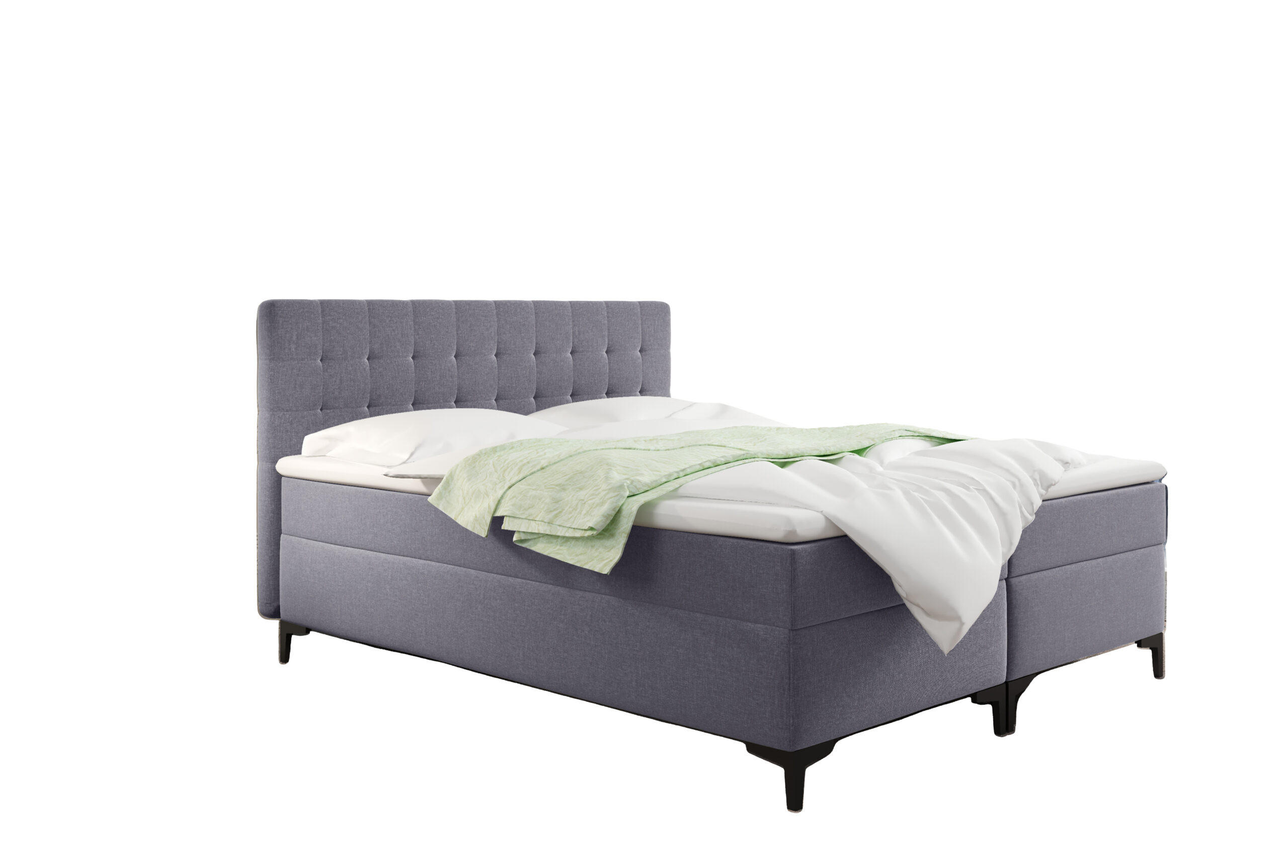 BOXBETT Mit Bettkasten Denver Stoff Muna Grau 180x200 cm H3-Bonell - Grau, Holz (180/200cm) - Kaiser Möbel
