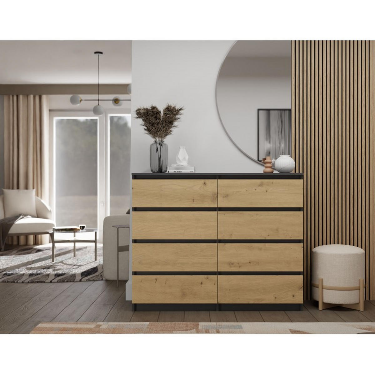 KOMMODE Anthrazit, Artisan 138/97/40 - Anthrazit, Holzwerkstoff (138/97/40cm) - RAUMHIRSCH FURNITURE