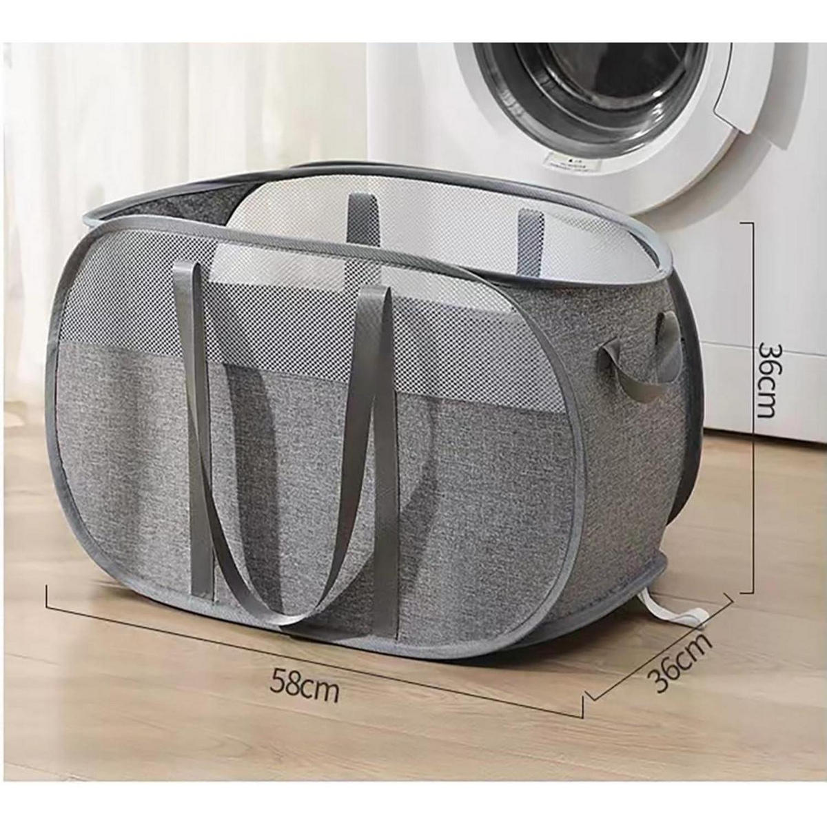 WÄSCHEKORB 2er-Pack faltbar Grau 65 Liter - Grau, Textil (35/33/58cm)
