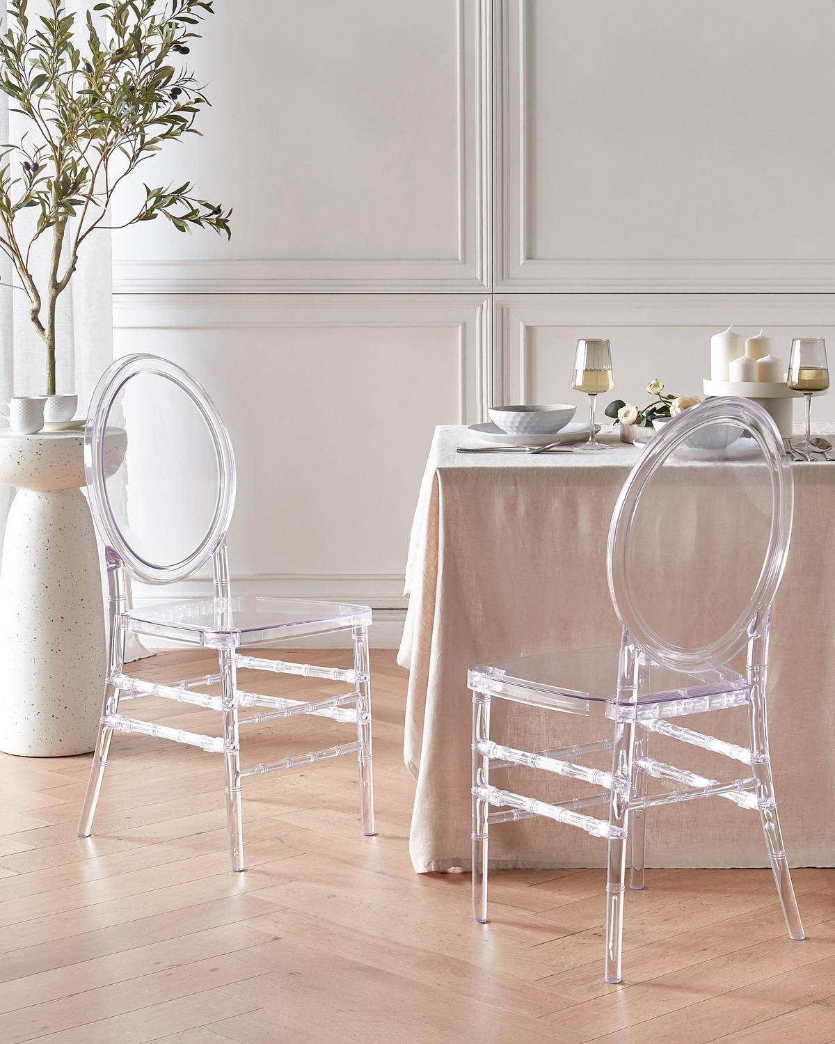BANKETTSTUHL 2er-Set Transparent Montrose - Transparent, Kunststoff (41/92/41cm) - Beliani