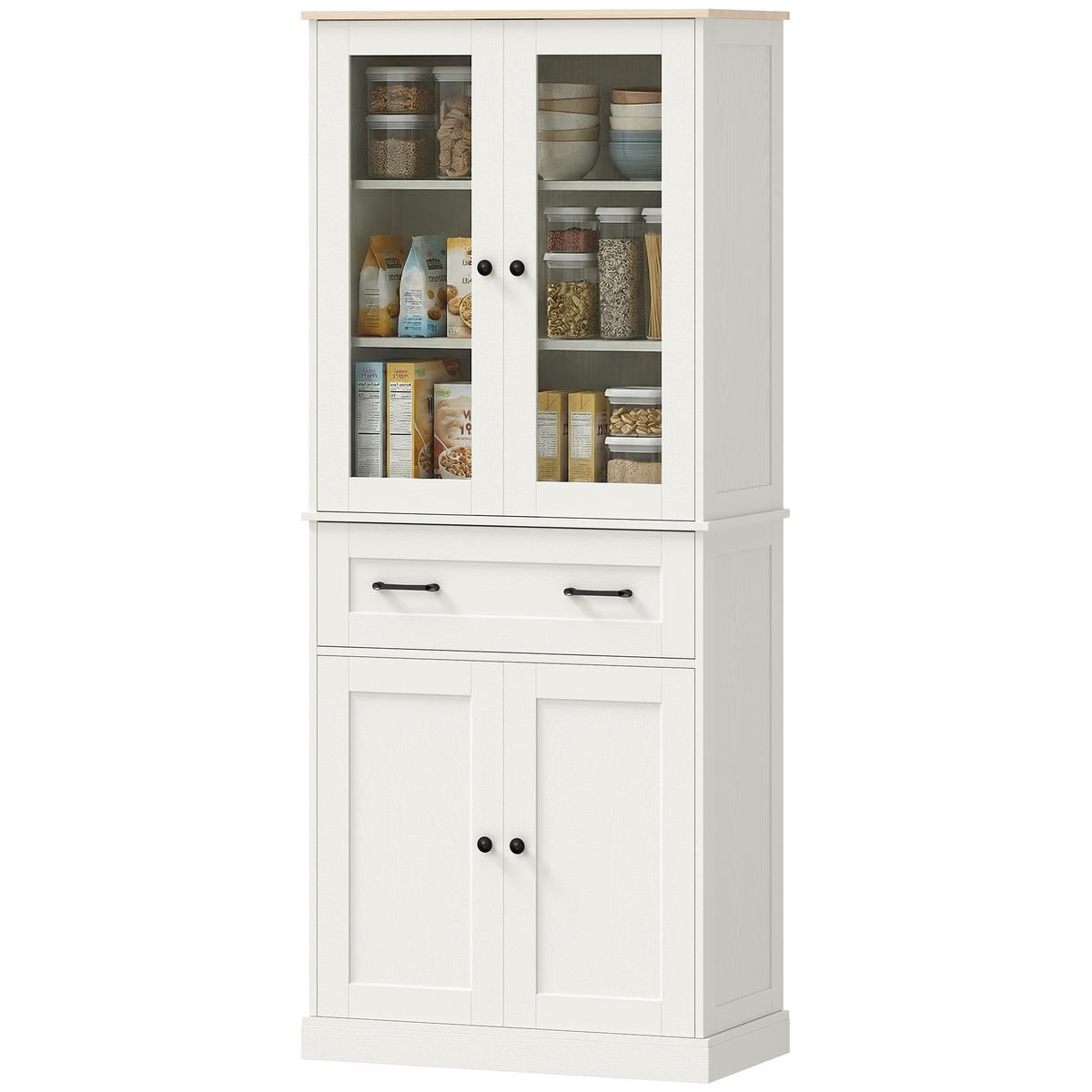 KÜCHENSCHRANK Cremeweiß, 2 Türen, 1 Schublade, 76/40/182,5 cm - Creme, Holzwerkstoff (76/182.5/40cm) - PANGIVO