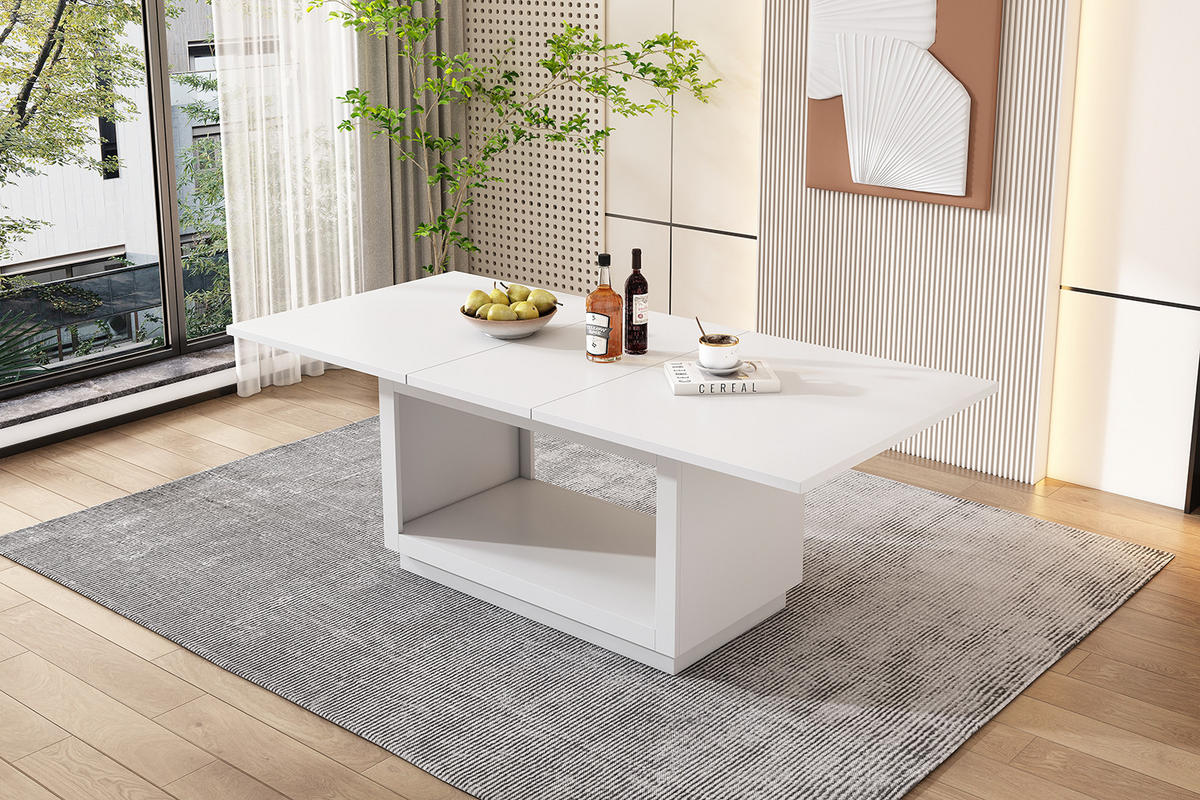 ESSTISCH 180/70/76,5 cm weiß mit ausziehbarer Tischplatte - Weiß, Holzwerkstoff (180/70/76.5cm) - OKWISH