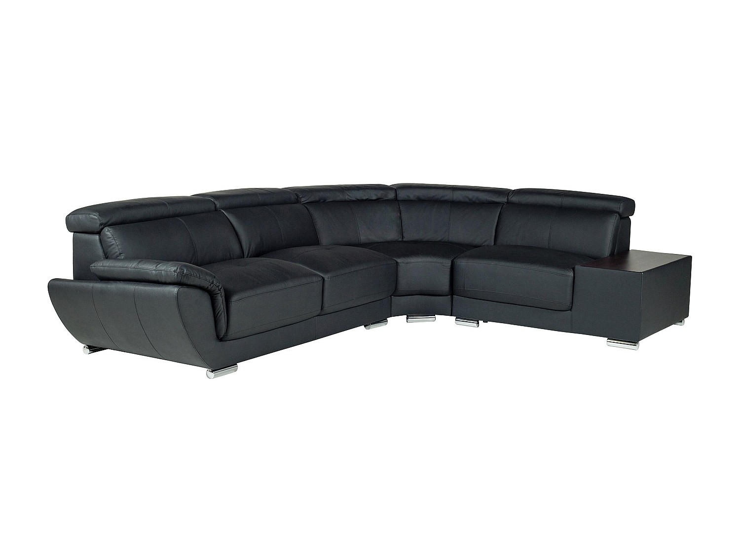 ECKSOFA Leder - Ecke Rechts - Schwarz - NAHIA - Schwarz, Leder (306/240cm) - Vente-Unique