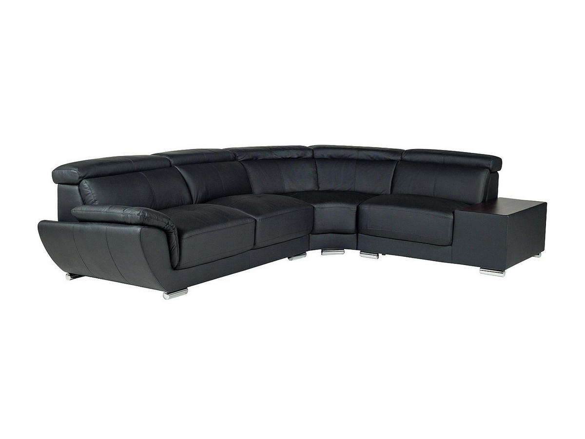ECKSOFA Leder - Ecke Rechts - Schwarz - NAHIA - Schwarz, Leder (306/240cm) - Vente-Unique