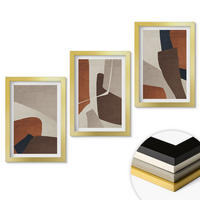 WANDBILDER 3er Set - 20x30 cm Goldrahmen - Abstrakte moderne Strukturen - Goldfarben, Kunststoff (20/30cm) - ArtPrintCave