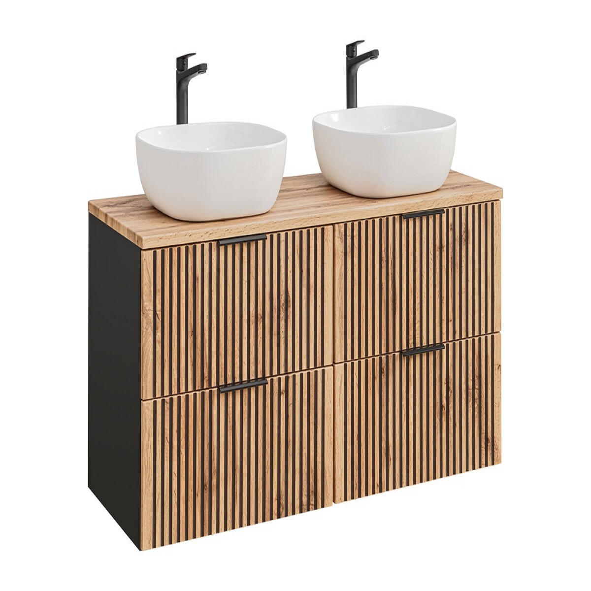 WASCHTISCHKOMBI 5 Teile - Xilo X BM173 in Wotan Oak/Gray Rock - Eiche Wotan, Holz (120/57/46cm)