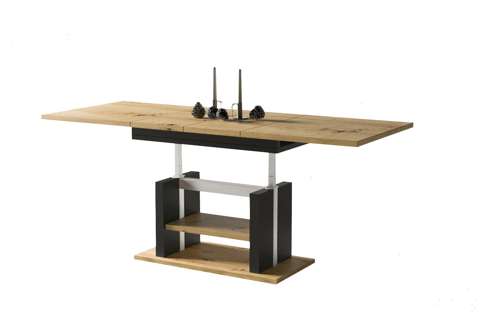 COUCHTISCH Dior höhenverstellbar ausziehbar bis 170 cm - Eiche Artisan, Holzwerkstoff (110/65/58cm) - Endo-Moebel