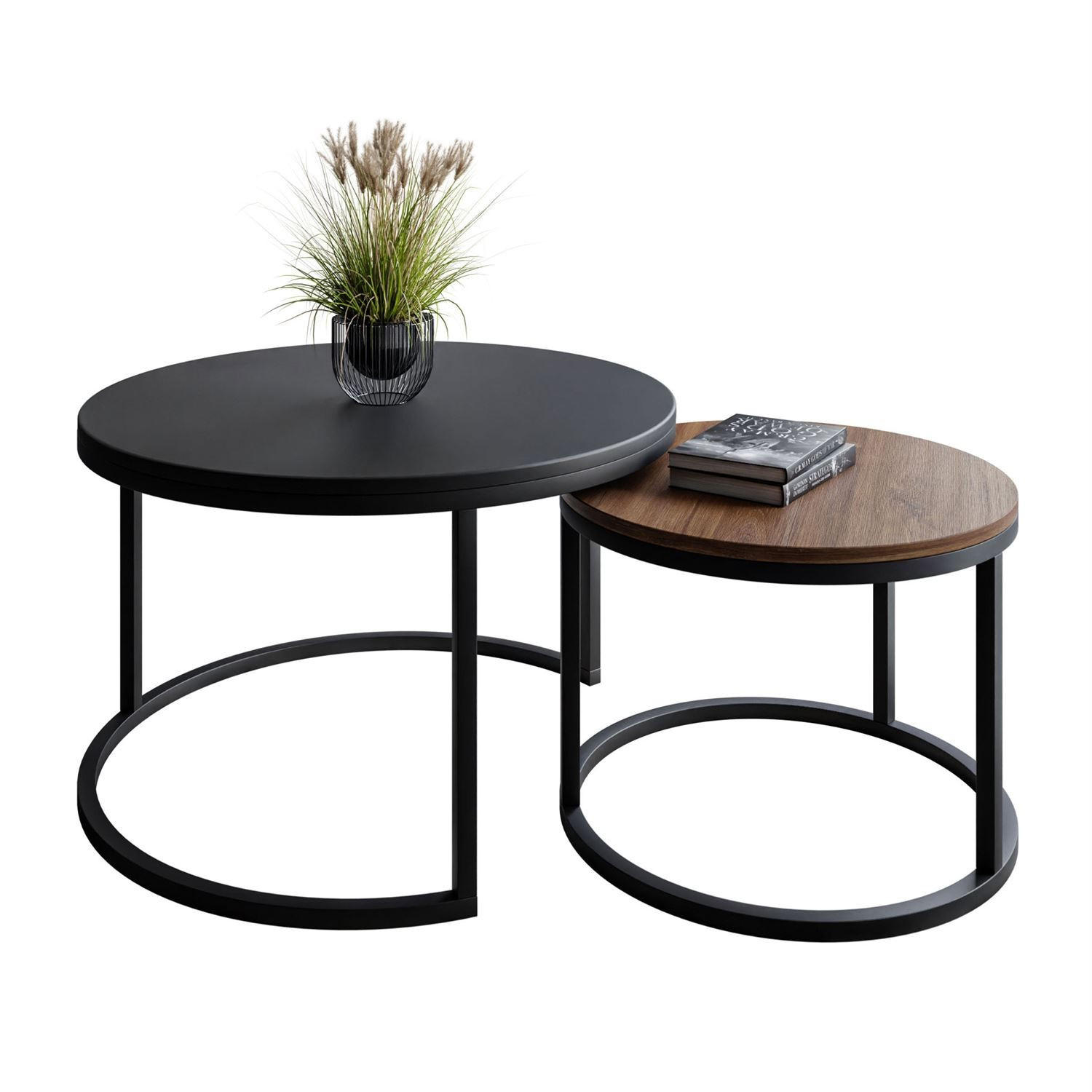 Lookway Couchtisch Schwarz, Dunkelbraun 70x48x70 cm