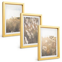 BILDER SET 3er Set - 20x30 cm Goldrahmen - Landschaftsgrasblumen Wärme - Goldfarben, Kunststoff (20/30cm) - TULUP