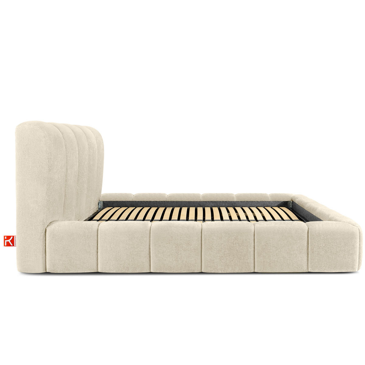 POLSTERBETT MERIDE Chenille, Ecru - Schwarz/Weiß, Holz/Textil (160/200cm) - KONSIMO®