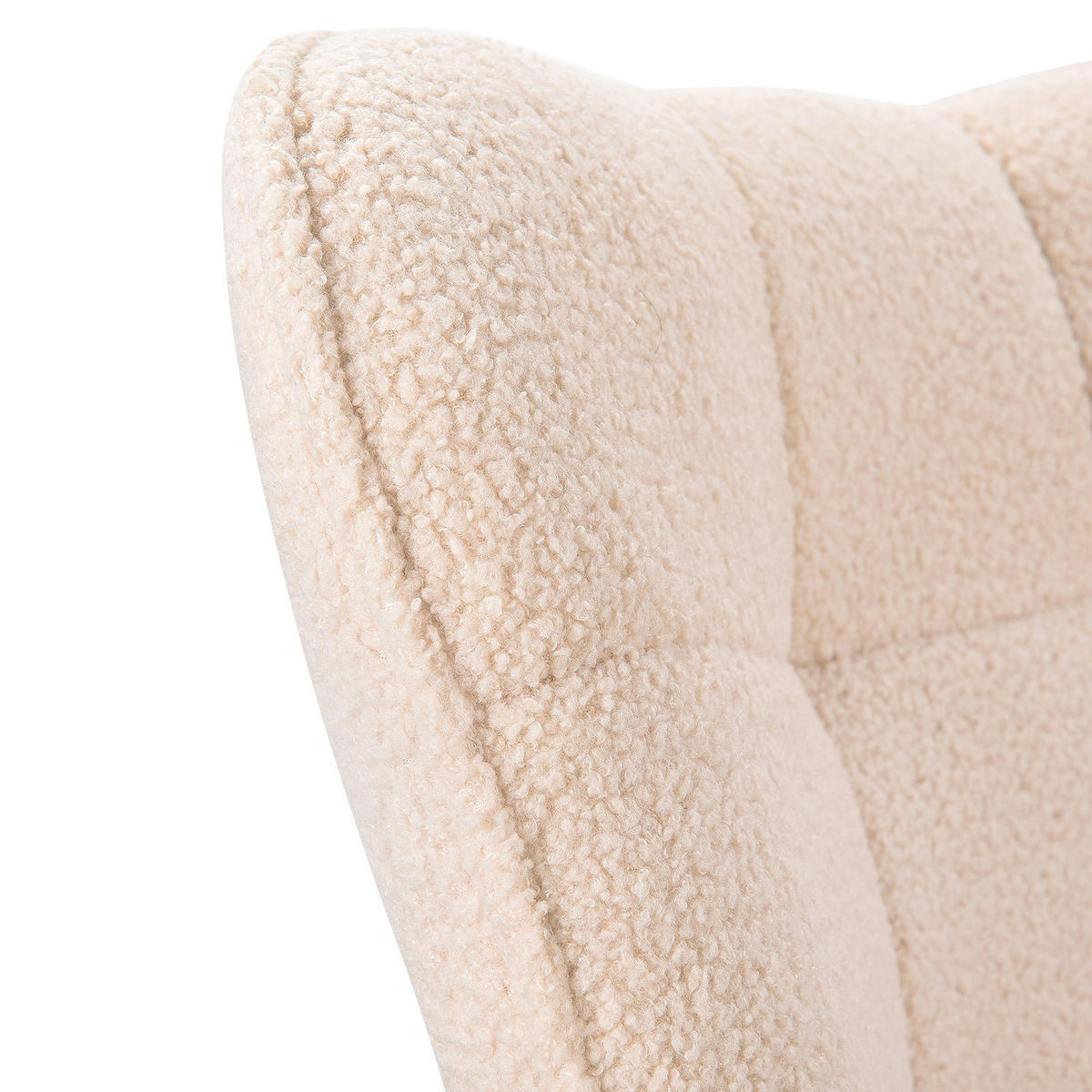 SCHAUKELSTUHL mit Metallgestell und Holzsockel, Teddystoff, Beige - Beige, Holzwerkstoff (68/92/75cm) - BursDany
