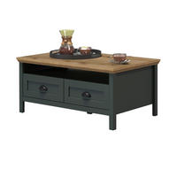 COUCHTISCH grün, Evoke Eiche Landhaus 101 x 60 cm, Beistelltisch mit Schubkästen - Eichefarben/Schwarz, Holzwerkstoff/Kunststoff (60/101/45cm) - Top.Furn