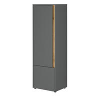 AKTENSCHRANK Grau matt, Eiche Wotan 50 x 158 cm, Stauraumschrank mit 4 Ordnerhöhen - Eichefarben/Schwarz, Holzwerkstoff/Kunststoff (50/158/40cm) - Furn.Design