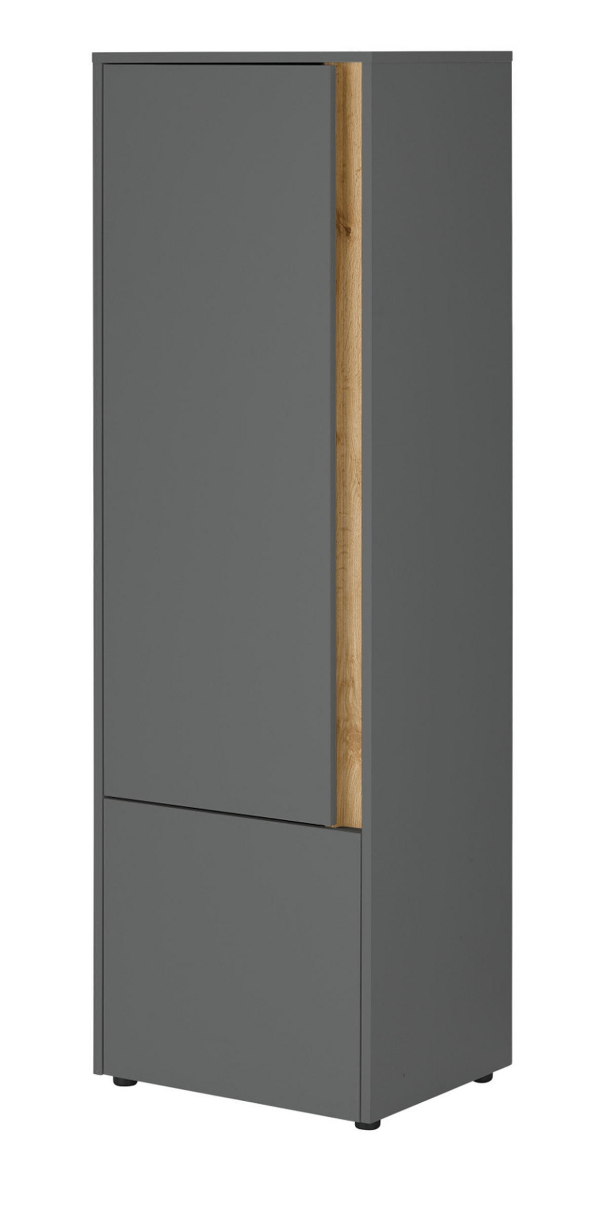 AKTENSCHRANK Grau matt, Eiche Wotan 50 x 158 cm, Stauraumschrank mit 4 Ordnerhöhen - Eichefarben/Schwarz, Holzwerkstoff/Kunststoff (50/158/40cm) - Furn.Design