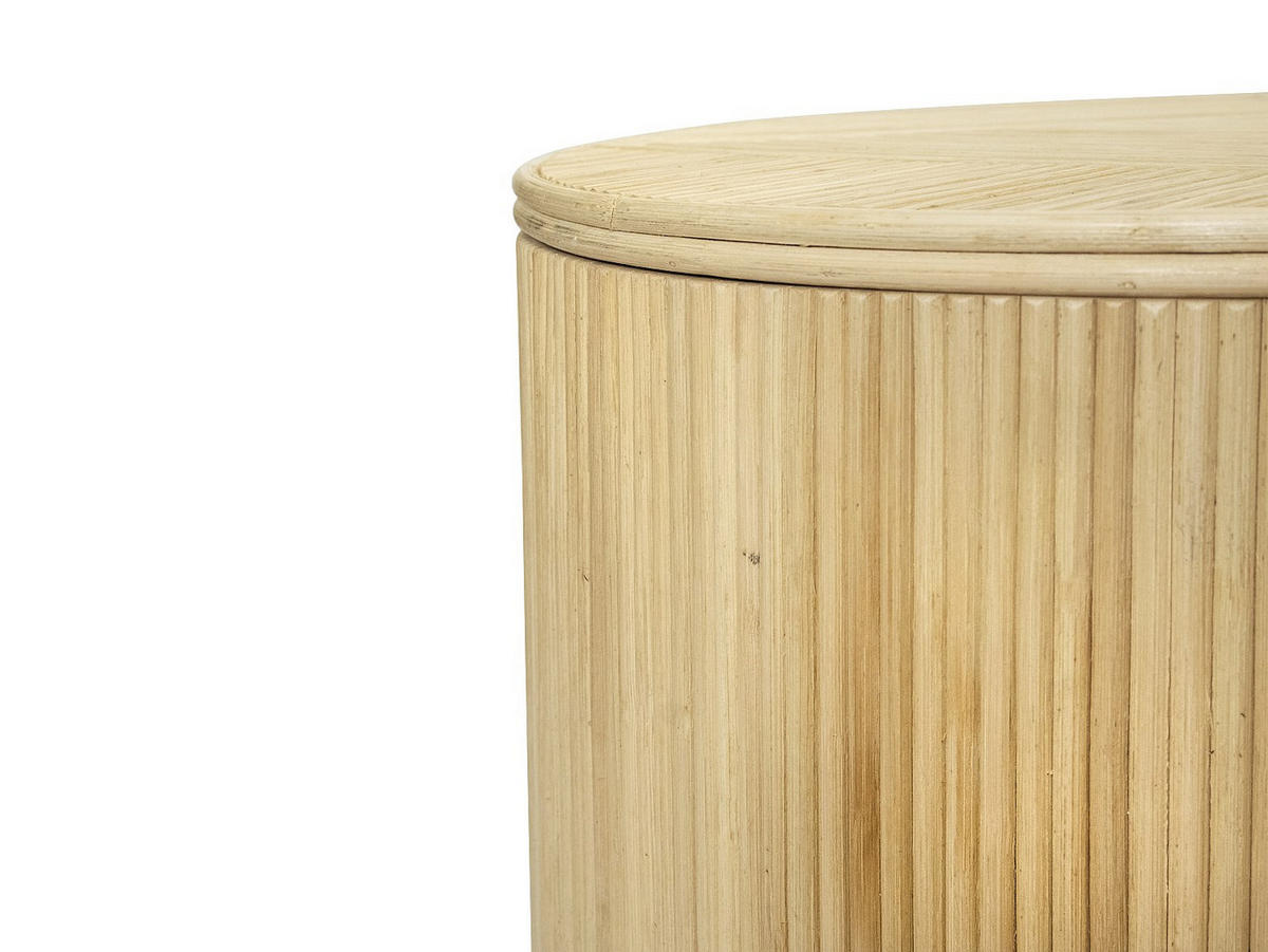 BEISTELLTISCHE rund 2er-Set mit Stauraum - Rattan - 50 x 46 cm & 39,5 x 36 cm - Holzfarben hell - GABES - Naturfarben, Holzwerkstoff (50/50/46cm) - Vente-Unique