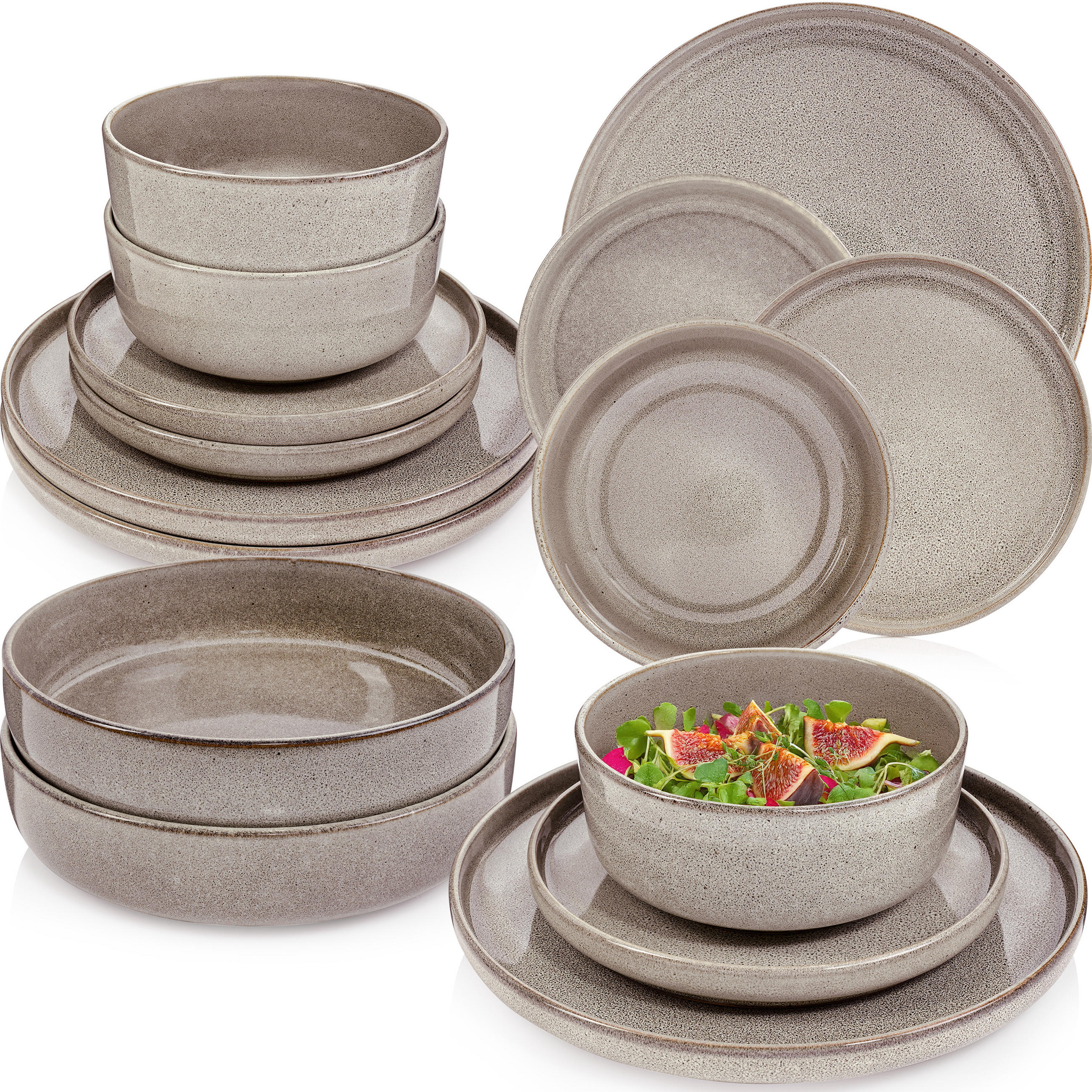 TAFELSERVICE KAIRO CLAY - 16 teilig aus Steingut - Grau, Keramik (40/50/40cm) - Sänger