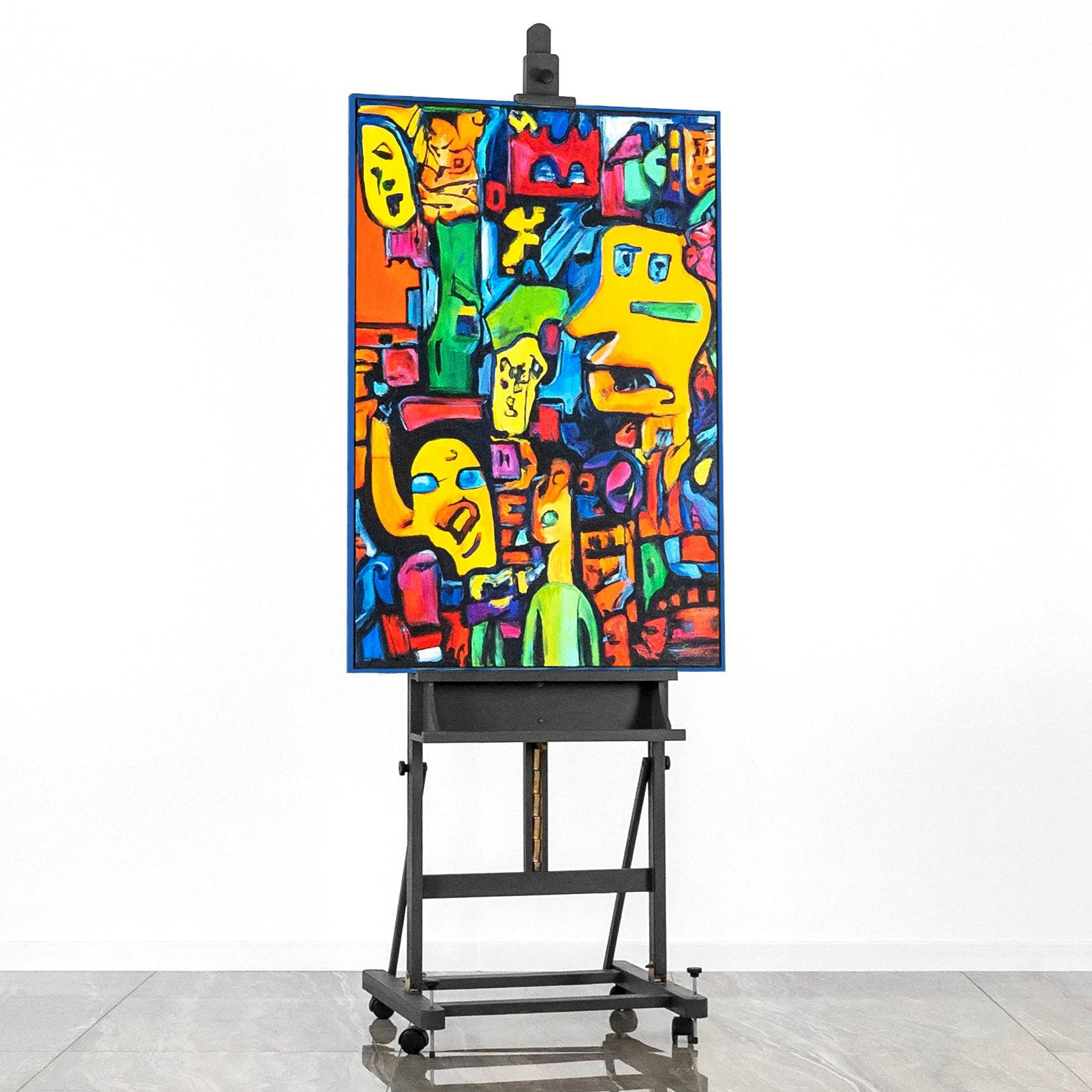 GEMÄLDE Mosaik der Identität Schattenfugenrahmen Blau 140x100 cm - Blau, Holz (140/100cm) - YS-art gallery