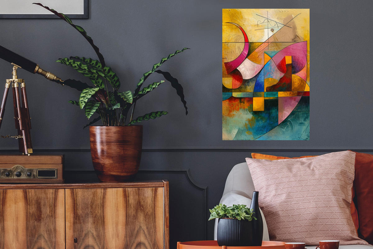 WANDTATTOO Kunst - Abstrakt - Modern 40x60 cm - Gelb, Kunststoff (40/60/0.1cm) - MuchoWow