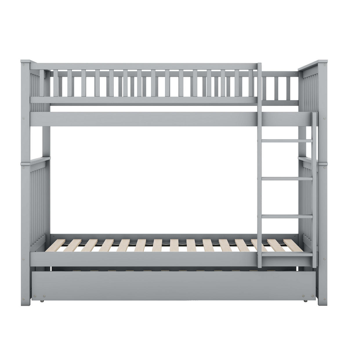 ETAGENBETT aus Kiefernholz und MDF 90x200 cm Grau mit Ausziehbett und Treppe - Grau, Holzwerkstoff (90/200cm) - IVMEU