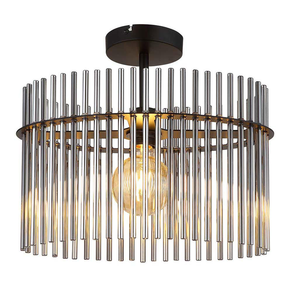 LED DECKENLEUCHTE GORLEY Rauchglas Grau - Grau, Glas (40/22/34cm) - Globo Lighting
