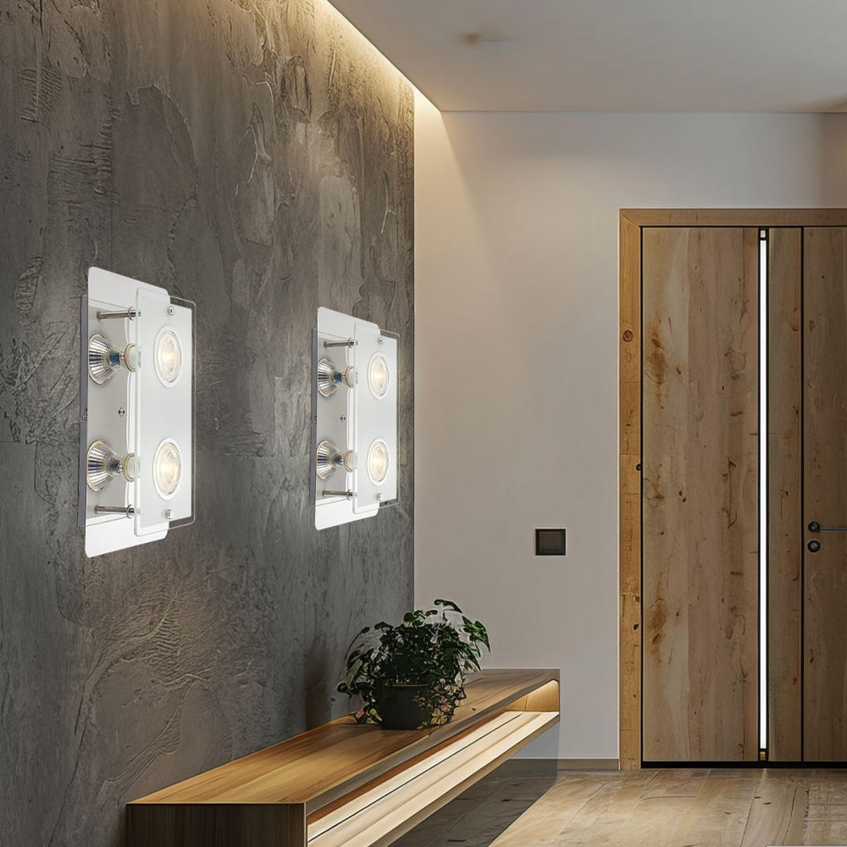 LED WANDLEUCHTE LION Glas Silber 2er Set - Silberfarben, Glas (7.4/16/7.4cm) - Globo Lighting