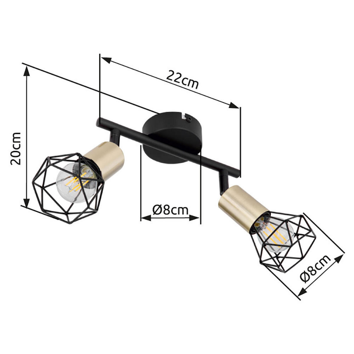 DECKENLEUCHTE Metall Schwarz Drahtgeflecht - Schwarz, Metall (22/8/20cm)