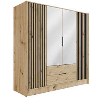 KLEIDERSCHRANK NELIA - 200 cm - Schwarz/Eiche Artisan, Holzwerkstoff (200/200/51cm) - ALTDECOR