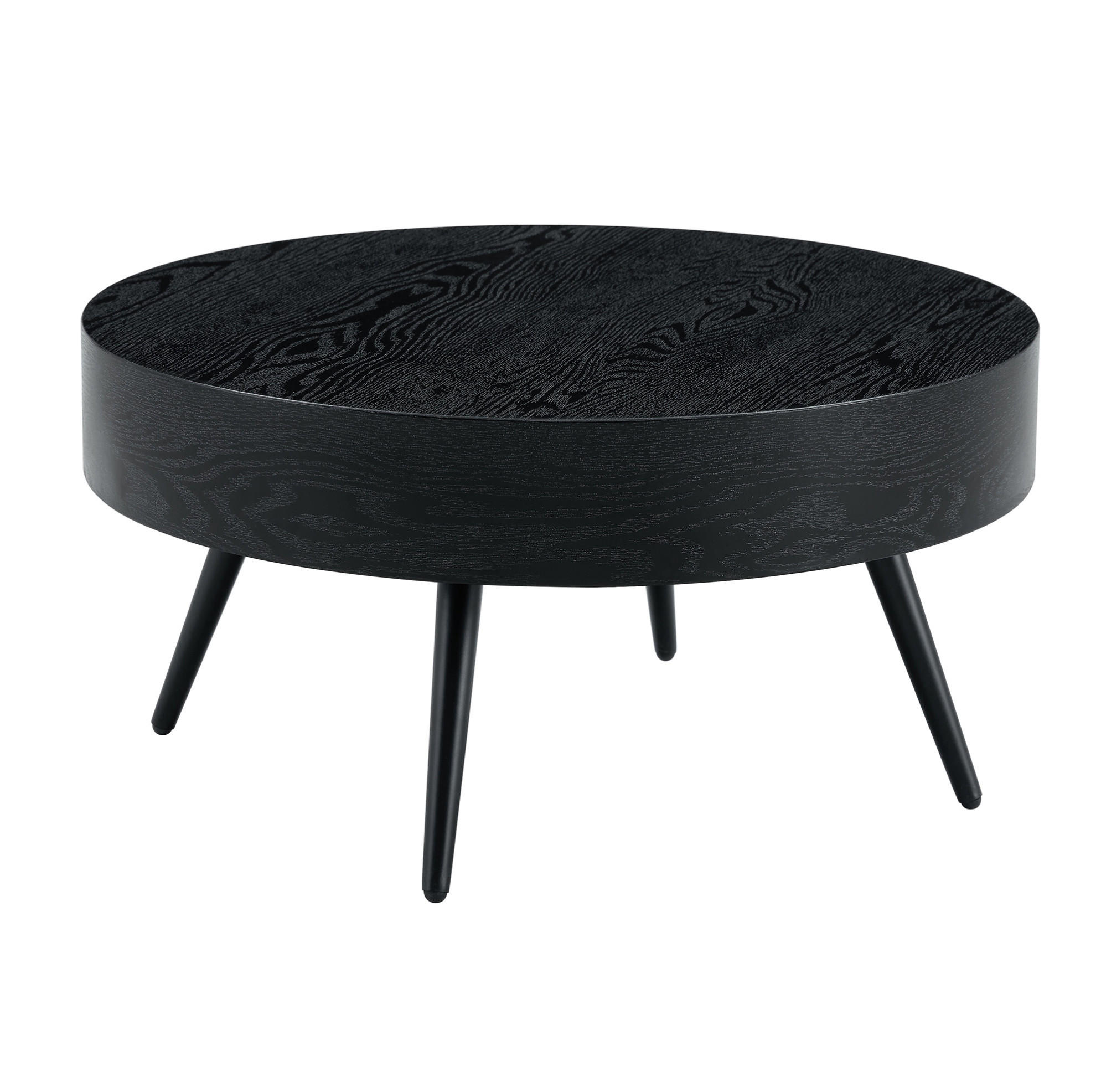 OKWISH KONFERENČNÍ stolek 70/70/35,5 cm černý z MDF a kovu s kulatou deskou