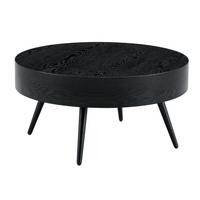 KONFERENČNÍ stolek 70/70/35,5 cm černý z MDF a kovu s kulatou deskou - černá, kompozitní dřevo (70/70/35.5cm) - OKWISH