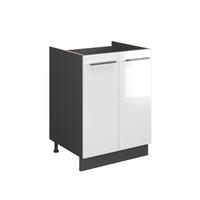 SPÜLENUNTERSCHRANK Fame-Line, Weiß Hochglanz/Anthrazit, 60 cm - Weiß Hochglanz/Anthrazit, Holzwerkstoff (60/82/51.6cm) - Vicco