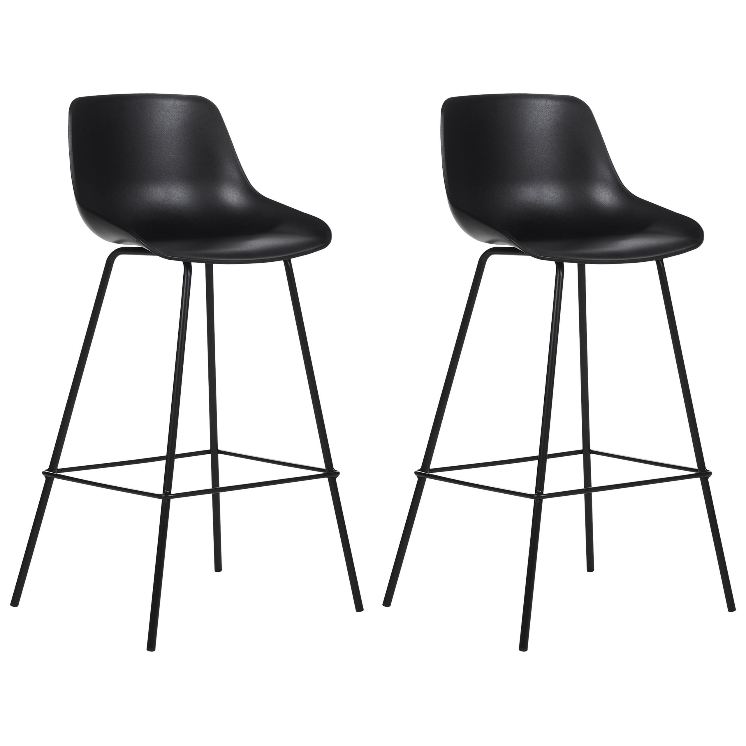 BARSTUHL 2er-Set Kunststoff/Metall schwarz Emmet - Schwarz, Kunststoff (49/100/47cm) - Beliani