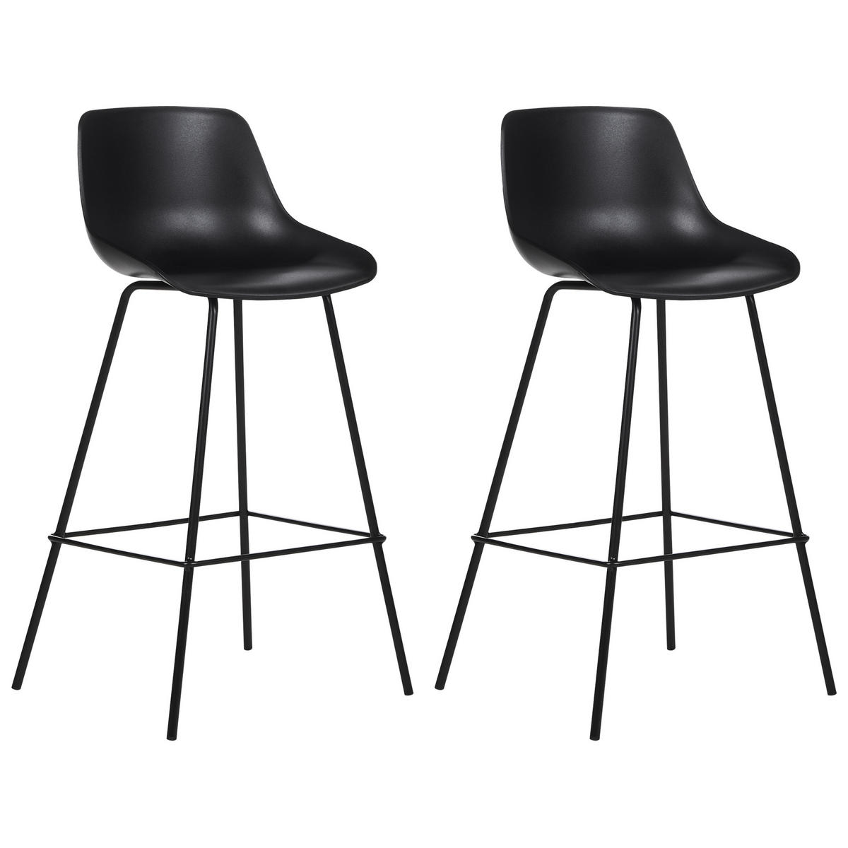 BARSTUHL 2er-Set Kunststoff/Metall schwarz Emmet - Schwarz, Kunststoff (49/100/47cm) - Beliani