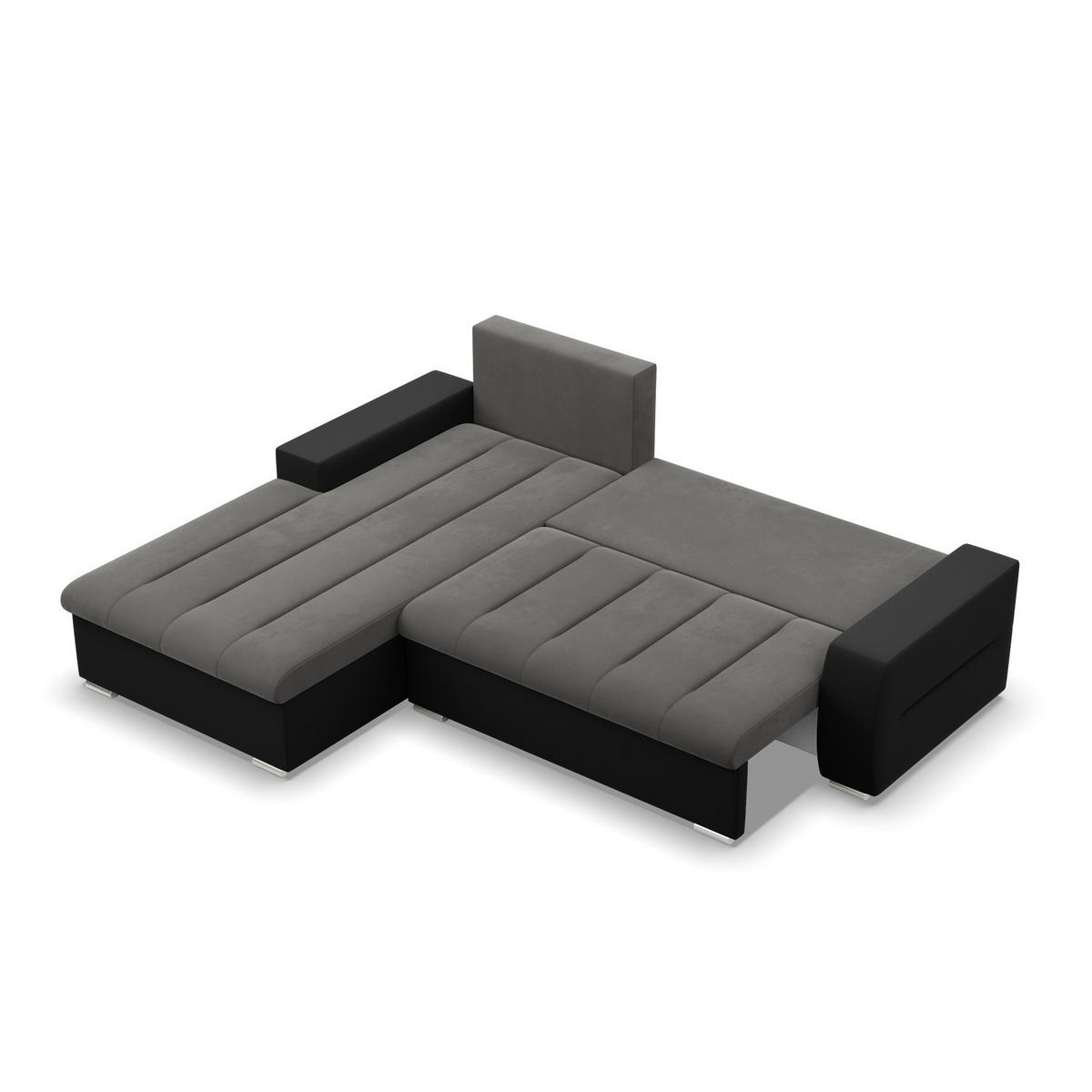 ECKSOFA MIT SCHLAFFUNKTION AURORA LINKS, Dunkelgrau + Schwarz - Dunkelgrau/Schwarz, Textil (243/200cm)