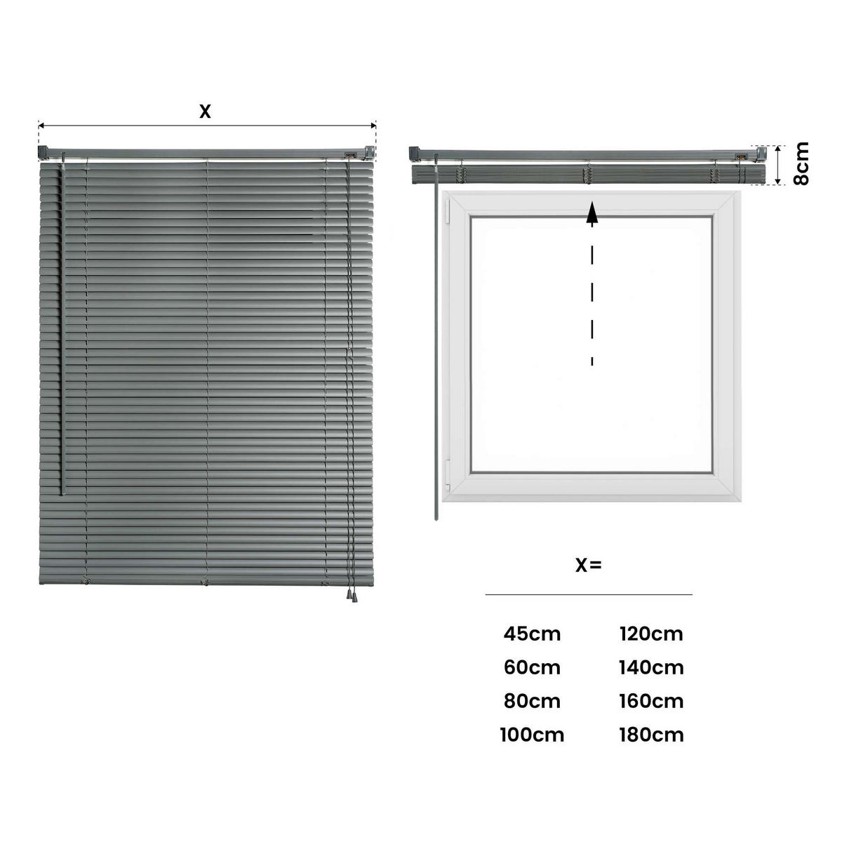 JALOUSIEN vinyl venetianische mit Grau Zugschnur 45x130 - Grau, Kunststoff (45/130cm) - STORESDECO