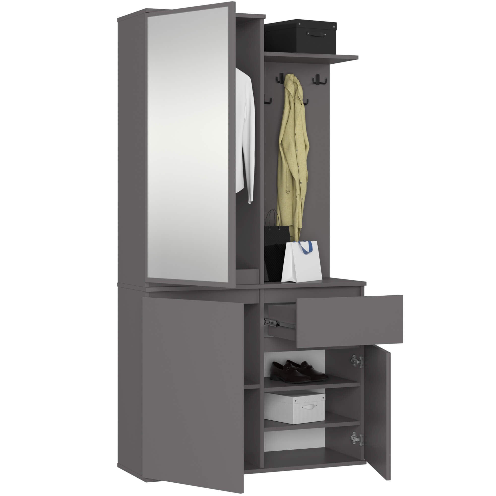 DULAP PENTRU HOL, grafit, 95/183/35 - grafit, compozit lemnos (95/183/35cm) - RAUMHIRSCH FURNITURE