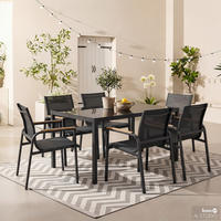 GARTENESSGRUPPE - 7-teilig - Stahl / Glas / Olefin - Anthrazit, Glas/Textil - home24