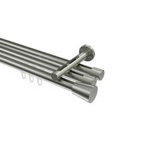 INNENLAUF-GARDINENSTANGEN-SET Siteno Sitra 160 cm, 3-läufig, 20 mm Ø Edelstahl-Optik - Edelstahlfarben, Metall (160cm) - INTERDECO