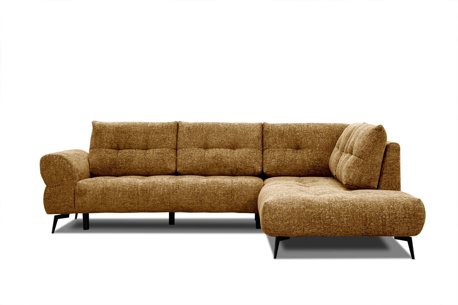 ECKSOFA SALVINI 5-Sitzer, dunkelgelb - Dunkelgelb/Schwarz, Holzwerkstoff/Textil (292/158cm) - Courtois Laville