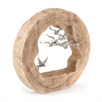 SKULPTUR BIRDS Mangoholz, Aluminium natur-silber - Naturfarben, Holz (36/35/8cm) - DESIGN DELIGHTS