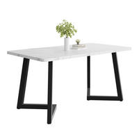 ESSTISCH 117/68/75 cm weiß schwarz in Marmoroptik mit Eisenbeinen aus MDF - Weiß, Holzwerkstoff (117/68/75cm) - OKWISH