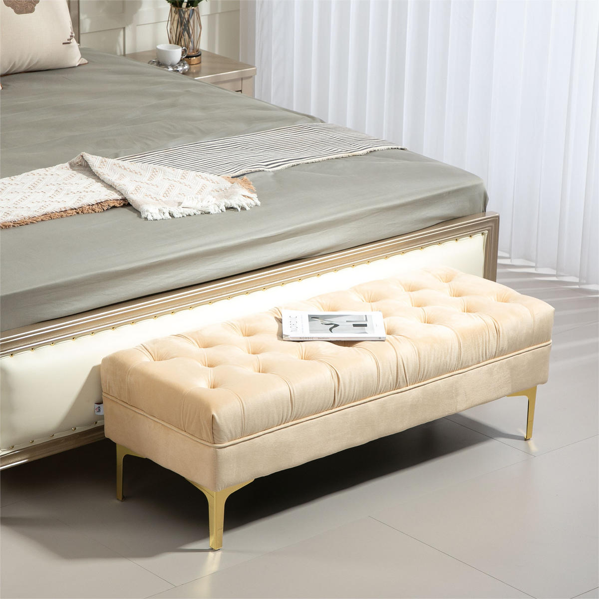 SITZBÄNKE Beige 1 Stück - Beige, Kunststoff (118/42/45cm) - GiPP