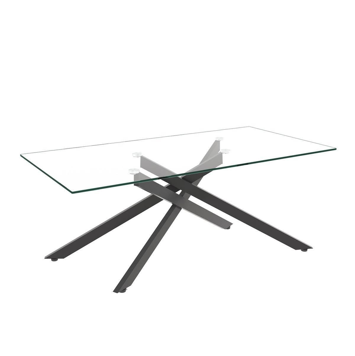 KONFERENČNÍ stolek 120/60/46 cm černý z tvrzeného skla a kovu s moderním vzhledem - černá, sklo (120/60/46cm) - OKWISH