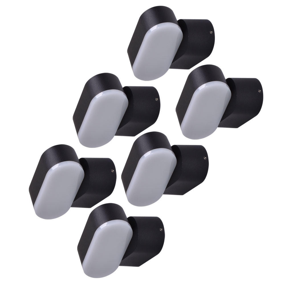 LED AUSSEN-WANDLEUCHTE Aluminium Schwarz 6er Set - Schwarz, Metall (11/9.7/9.6cm)