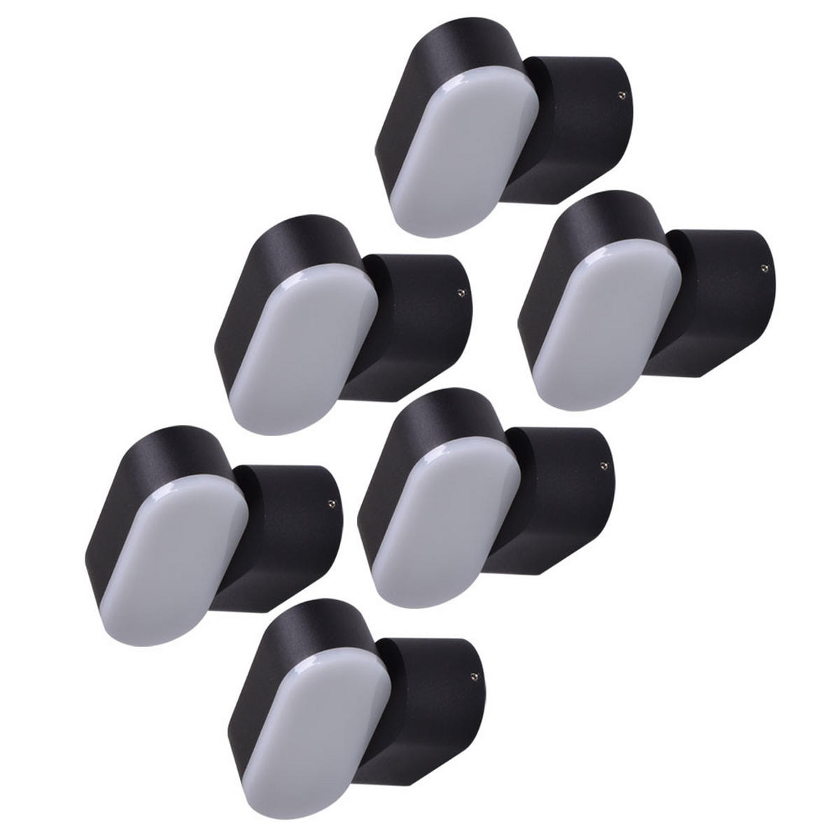 LED AUSSEN-WANDLEUCHTE Aluminium Schwarz 6er Set - Schwarz, Metall (11/9.7/9.6cm)
