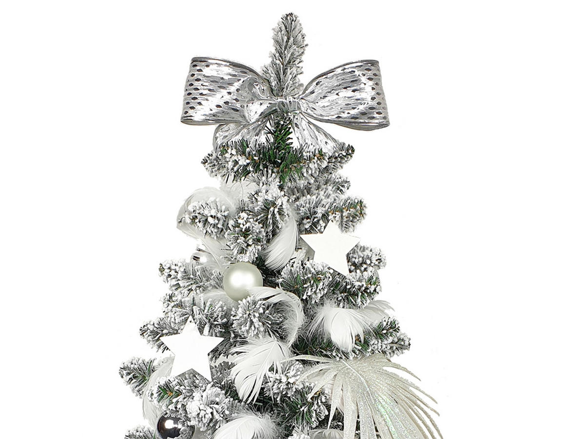 LAALU WEIHNACHTSBAUM geschmückt künstlich POLARWEISS 60 cm mit LED-BELEUCHTUNG IM TOPF - Silberfarben/Weiß, Kunststoff (60cm) - LAALU