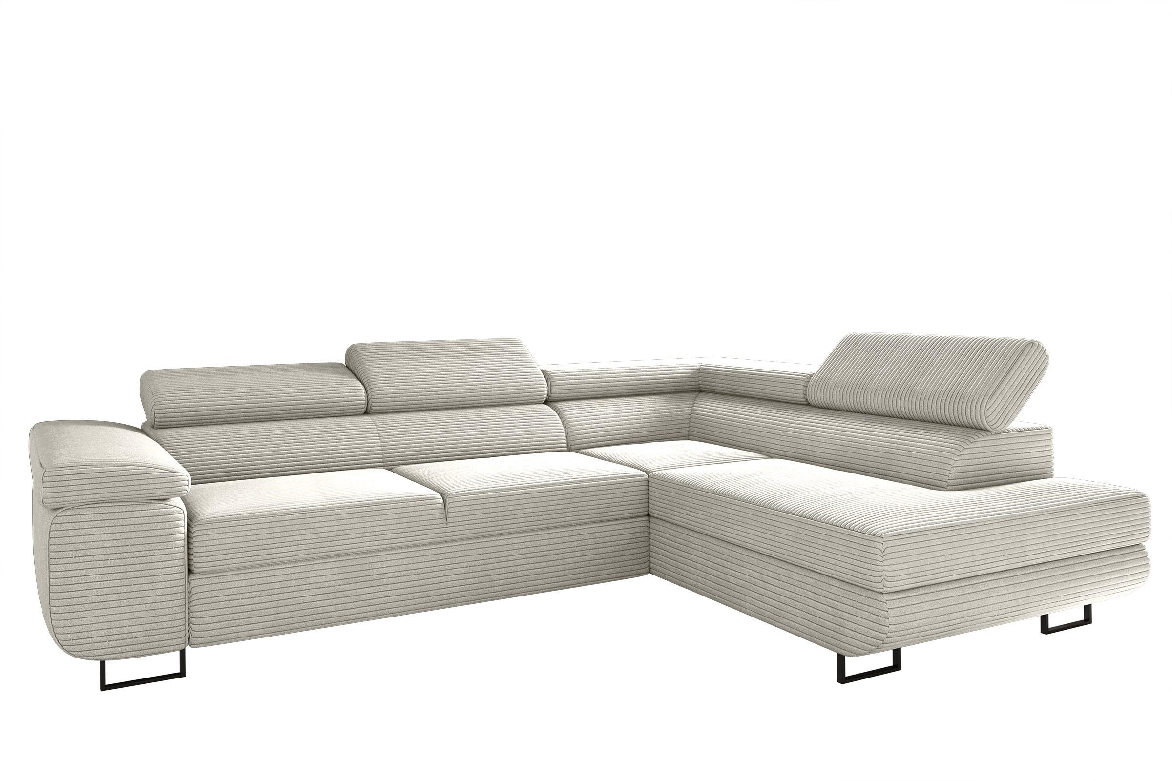 ECKSOFA ATOMIC Mit Schlaffunktion, Stoff Poso, Hellgrau, Rechts - Hellgrau, Holz (277/203cm) - Kaiser Möbel